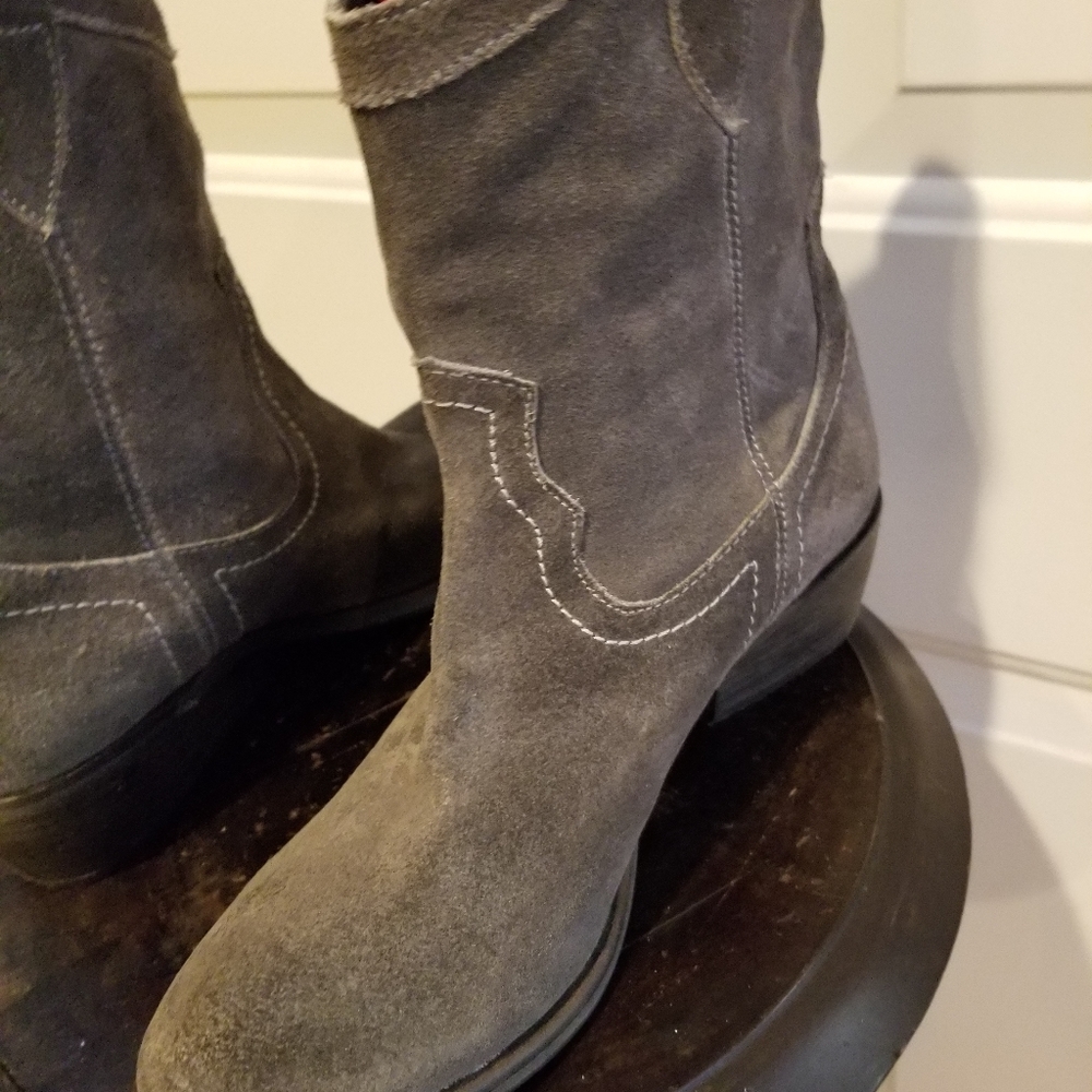 Milano Mode Fashion Suede Leather Size 38 Low Calf Boots - Picture 4 of 8
